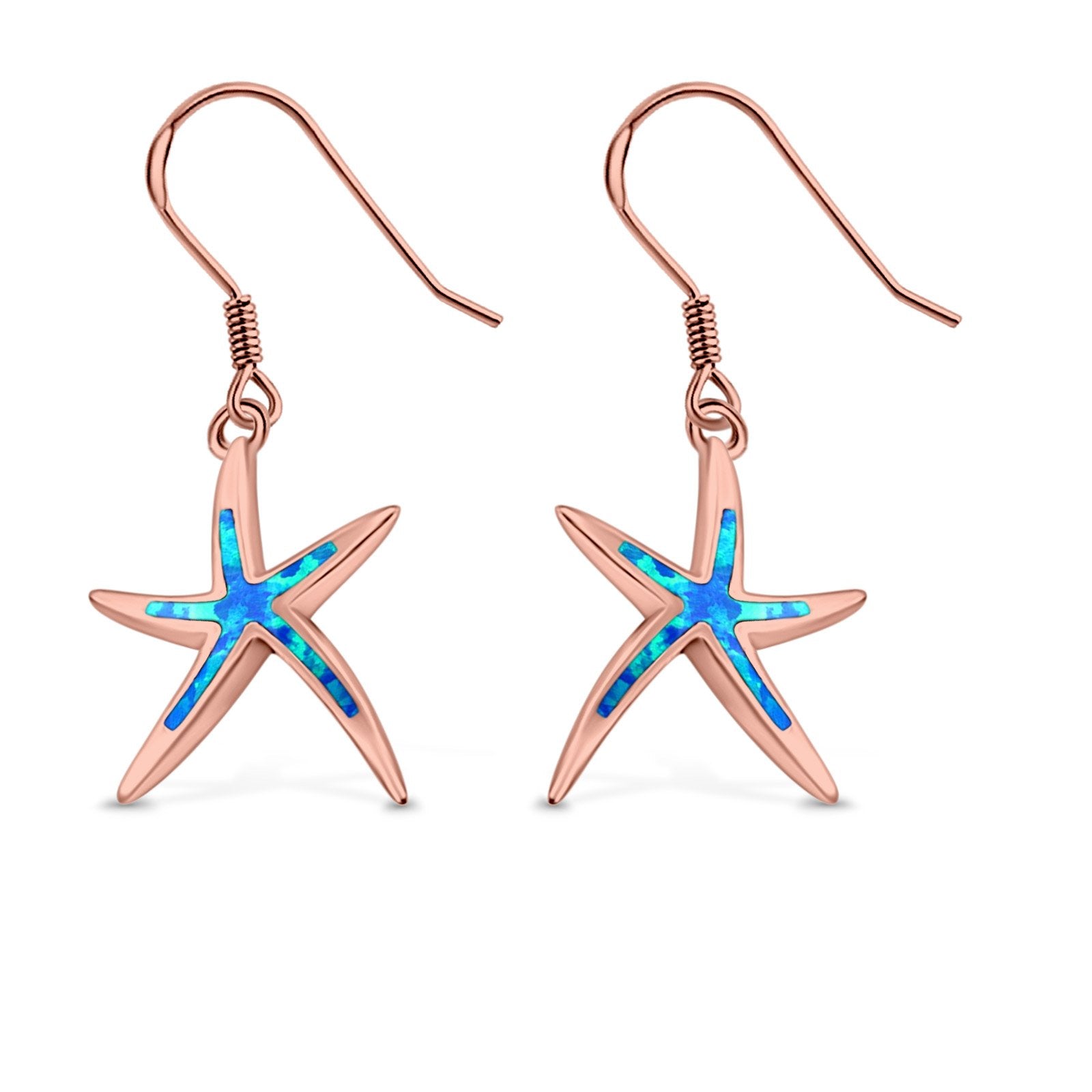 Starfish Drop Dangle Earrings Created Opal 925 Sterling Silver(25mm)
