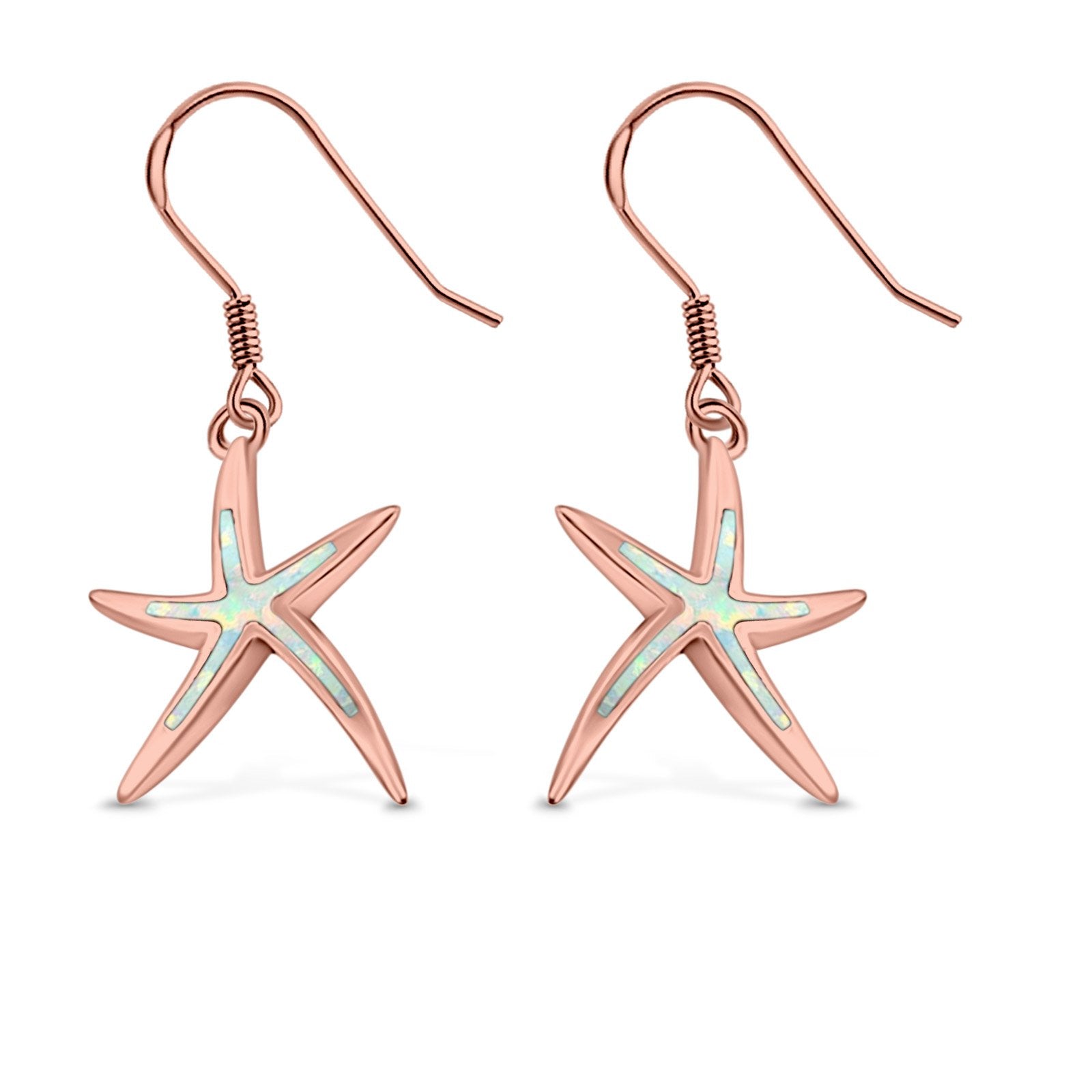 Starfish Drop Dangle Earrings Created Opal 925 Sterling Silver(25mm)