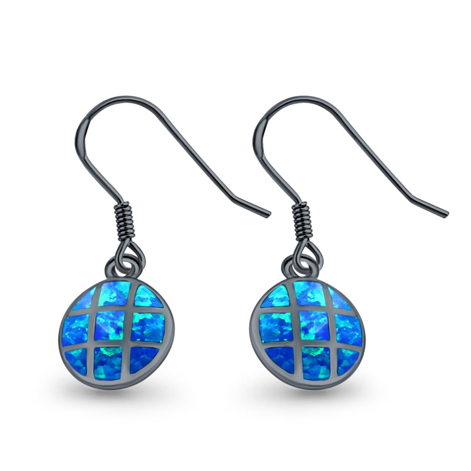 Drop Dangle Round Earrings Created Opal 925 Sterling Silver(15mm)