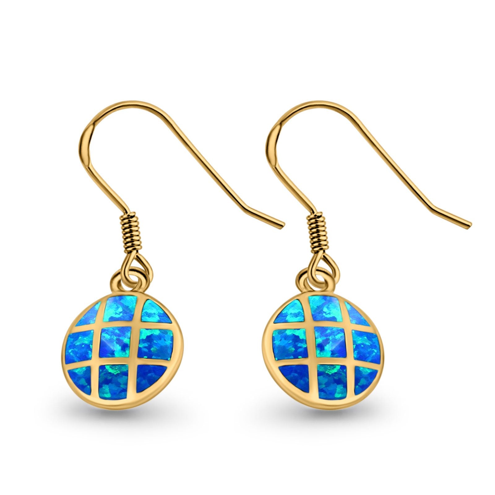 Drop Dangle Round Earrings Created Opal 925 Sterling Silver(15mm)