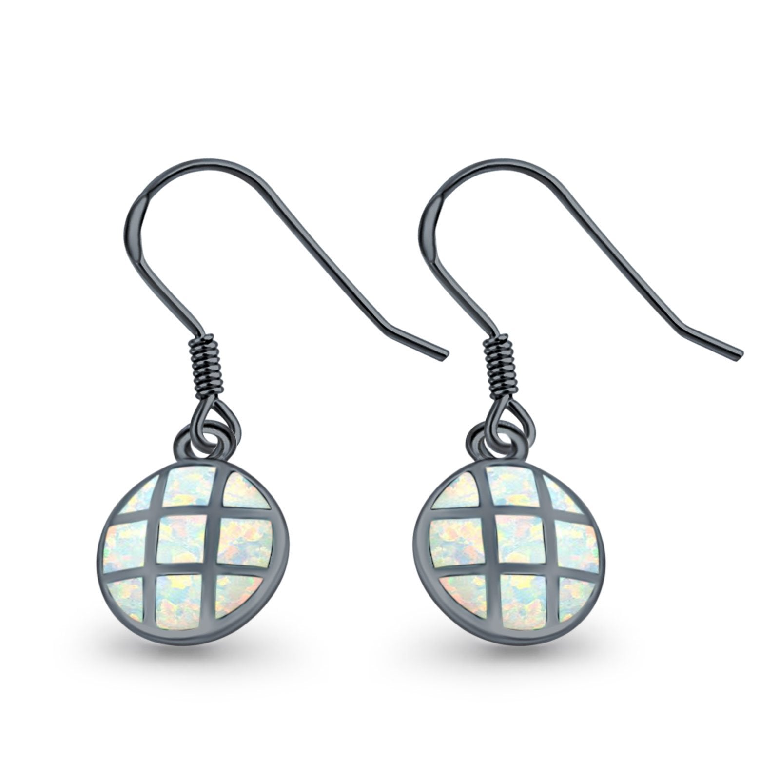 Drop Dangle Round Earrings Created Opal 925 Sterling Silver(15mm)