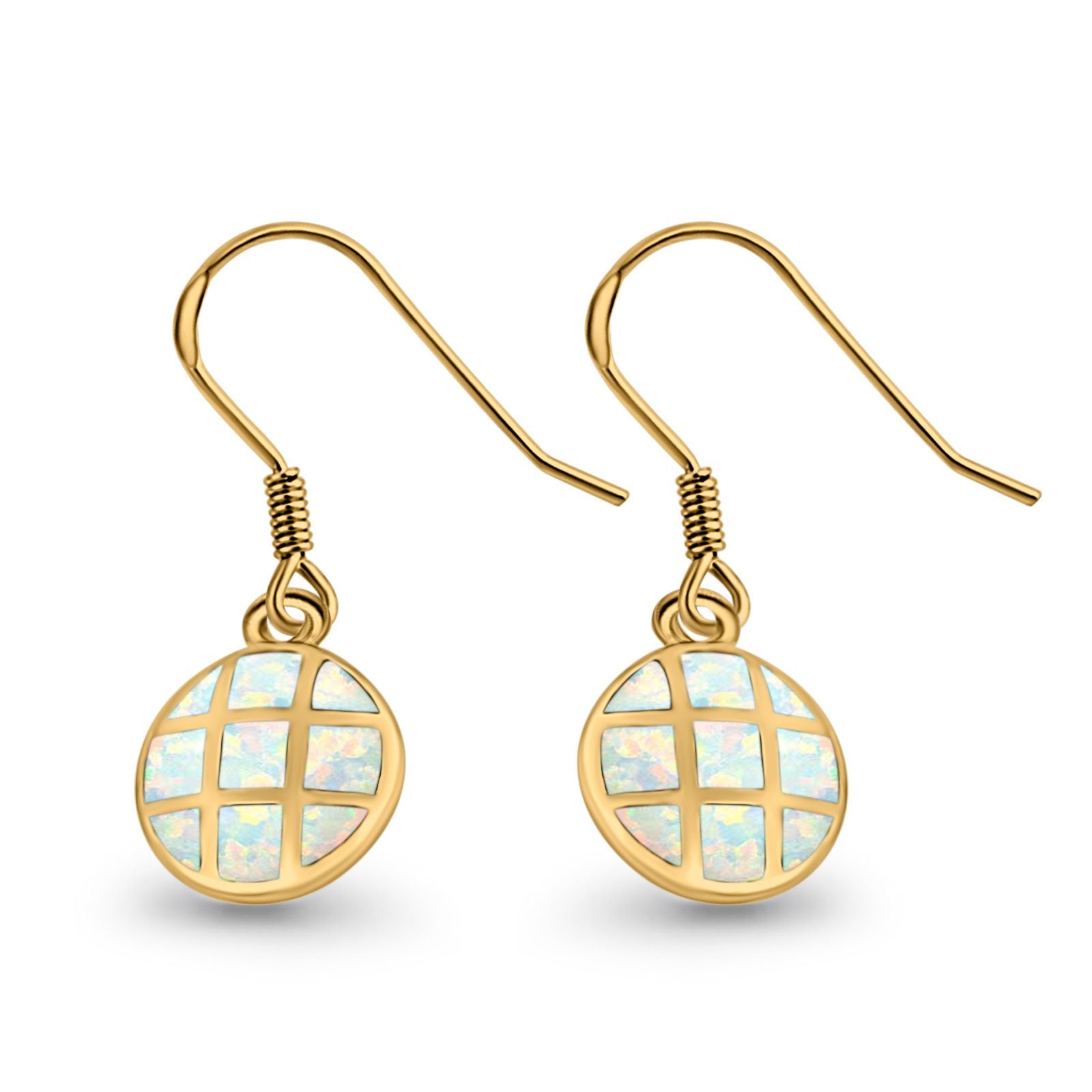 Drop Dangle Round Earrings Created Opal 925 Sterling Silver(15mm)