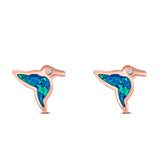 Hummingbird Stud Earring Created Opal Solid 925 Sterling Silver (10mm)