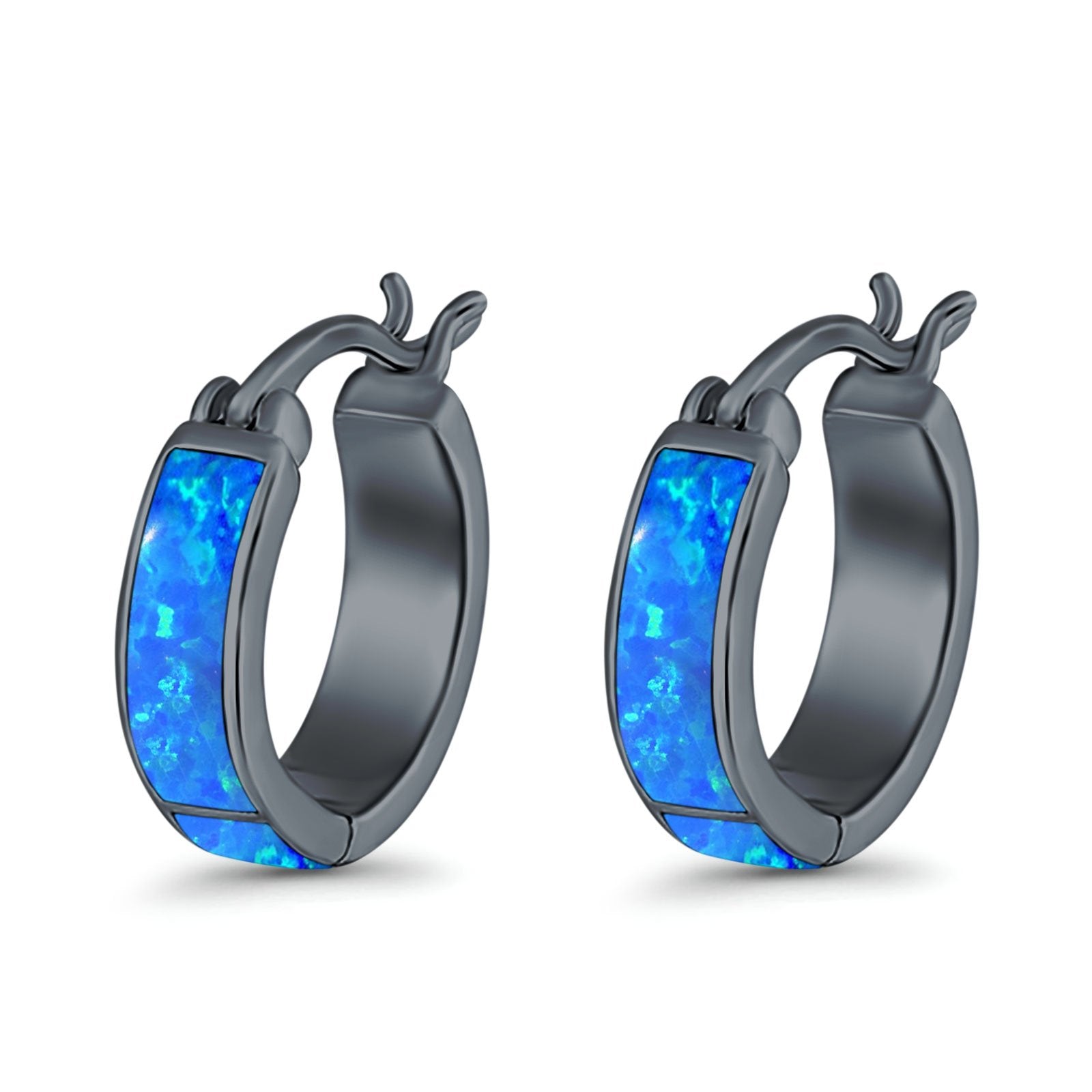 Hoop Earrings Created Opal 925 Sterling Silver (15mm)