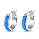 Hoop Earrings Created Opal 925 Sterling Silver (15mm)