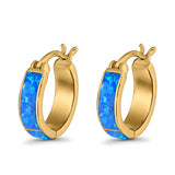 Hoop Earrings Created Opal 925 Sterling Silver (15mm)