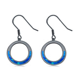 Open Circle Round Earrings Drop Dangle Created Opal 925 Sterling Silver(16mm)
