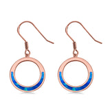 Open Circle Round Earrings Drop Dangle Created Opal 925 Sterling Silver(16mm)