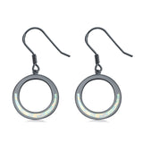 Open Circle Round Earrings Drop Dangle Created Opal 925 Sterling Silver(16mm)