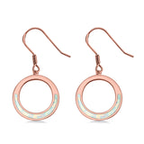 Open Circle Round Earrings Drop Dangle Created Opal 925 Sterling Silver(16mm)