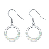 Open Circle Round Earrings Drop Dangle Created Opal 925 Sterling Silver(16mm)