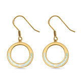 Open Circle Round Earrings Drop Dangle Created Opal 925 Sterling Silver(16mm)