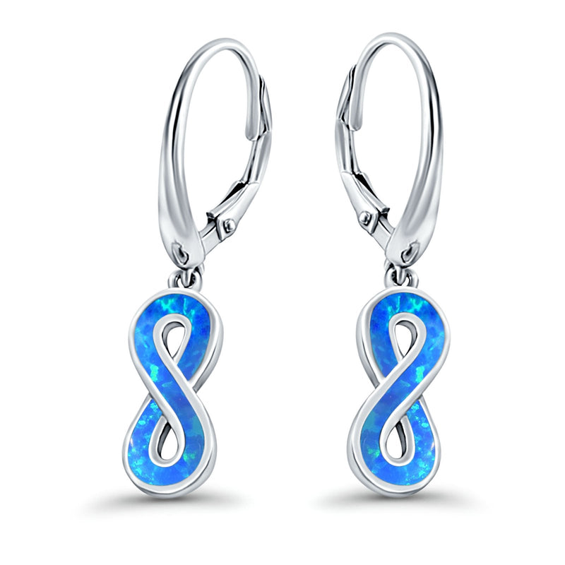 Infinity Dangling Leverback Earrings Created Opal 925 Sterling Silver (15mm)
