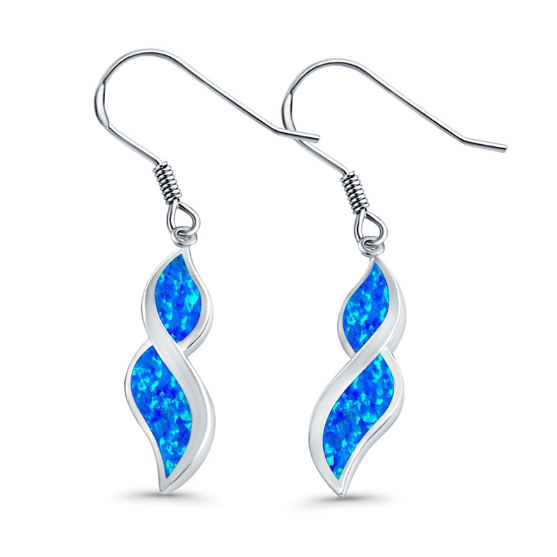 Marquise Drop Dangle Earrings Created Opal 925 Sterling Silver(30mm)