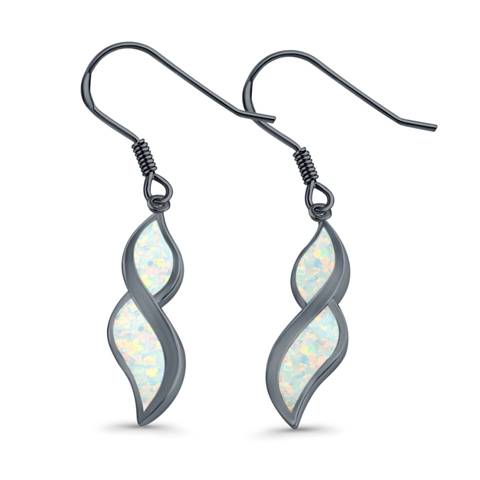 Marquise Drop Dangle Earrings Created Opal 925 Sterling Silver(30mm)