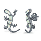 Lizard Stud Earrings Lab Created Opal 925 Sterling Silver (21mm)