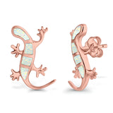 Lizard Stud Earrings Lab Created Opal 925 Sterling Silver (21mm)