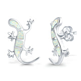 Lizard Stud Earrings Lab Created Opal 925 Sterling Silver (21mm)