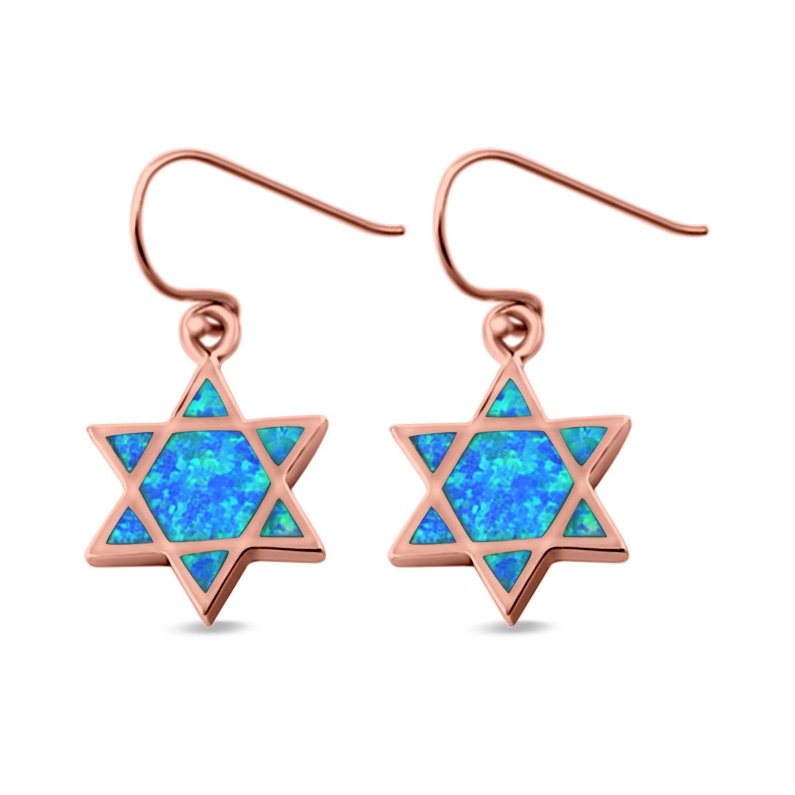 Drop Dangle Jewish Star Shape Earrings Created Opal 925 Sterling Silver(18mm)