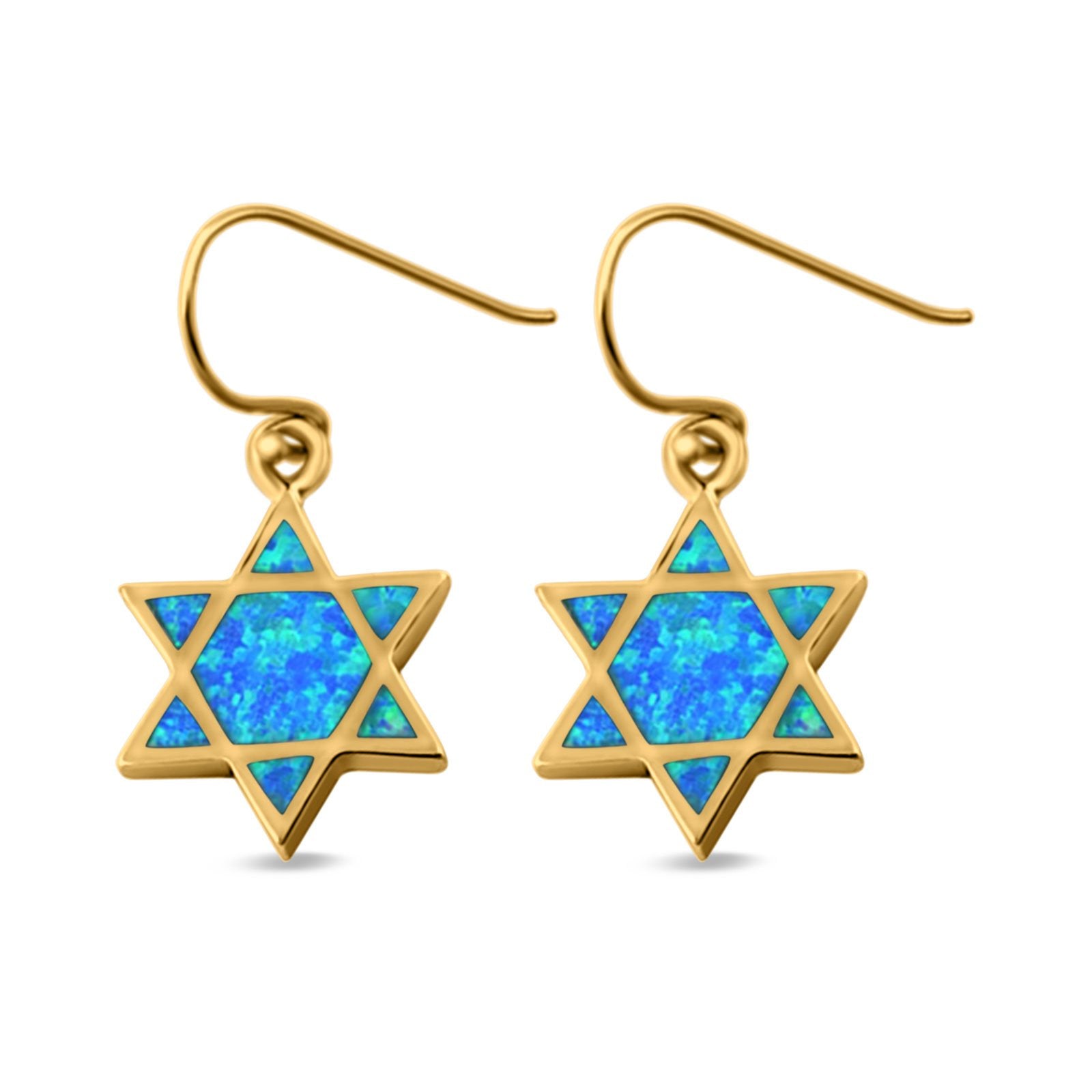 Drop Dangle Jewish Star Shape Earrings Created Opal 925 Sterling Silver(18mm)