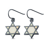 Drop Dangle Jewish Star Shape Earrings Created Opal 925 Sterling Silver(18mm)