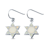 Drop Dangle Jewish Star Shape Earrings Created Opal 925 Sterling Silver(18mm)