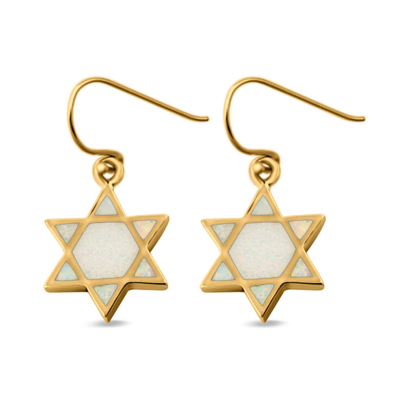 Drop Dangle Jewish Star Shape Earrings Created Opal 925 Sterling Silver(18mm)