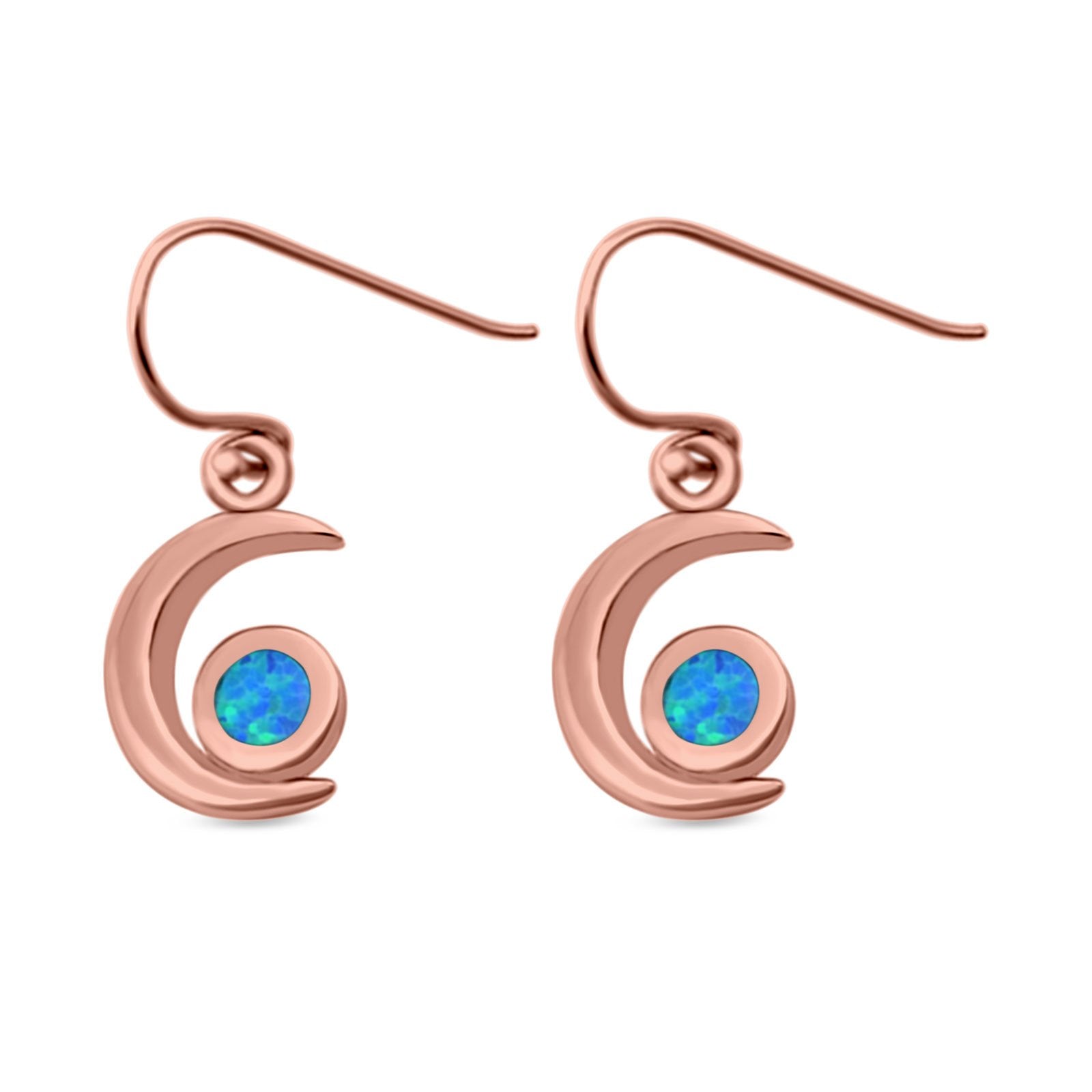 Drop Dangle Crescent Moon Shape Earrings Created Opal 925 Sterling Silver(15mm)