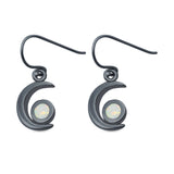 Drop Dangle Crescent Moon Shape Earrings Created Opal 925 Sterling Silver(15mm)