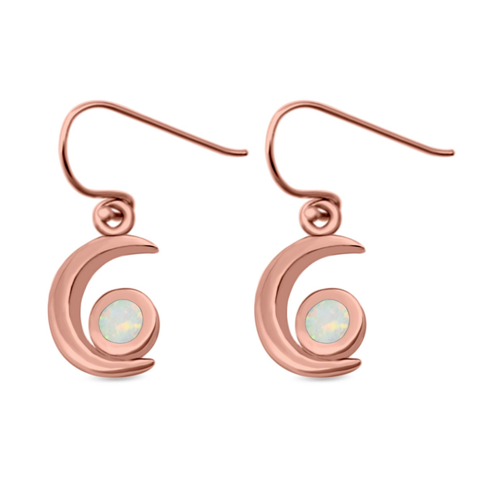 Drop Dangle Crescent Moon Shape Earrings Created Opal 925 Sterling Silver(15mm)
