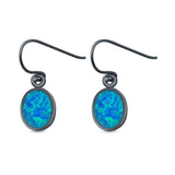 Drop Dangle Oval Shape Earrings Created Opal 925 Sterling Silver(10mm)