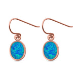 Drop Dangle Oval Shape Earrings Created Opal 925 Sterling Silver(10mm)