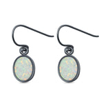 Drop Dangle Oval Shape Earrings Created Opal 925 Sterling Silver(10mm)