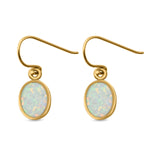 Drop Dangle Oval Shape Earrings Created Opal 925 Sterling Silver(10mm)