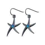 Drop Dangle Starfish Earrings Created Opal 925 Sterling Silver (21mm)
