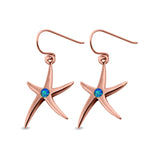 Drop Dangle Starfish Earrings Created Opal 925 Sterling Silver (21mm)