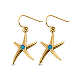 Drop Dangle Starfish Earrings Created Opal 925 Sterling Silver (21mm)