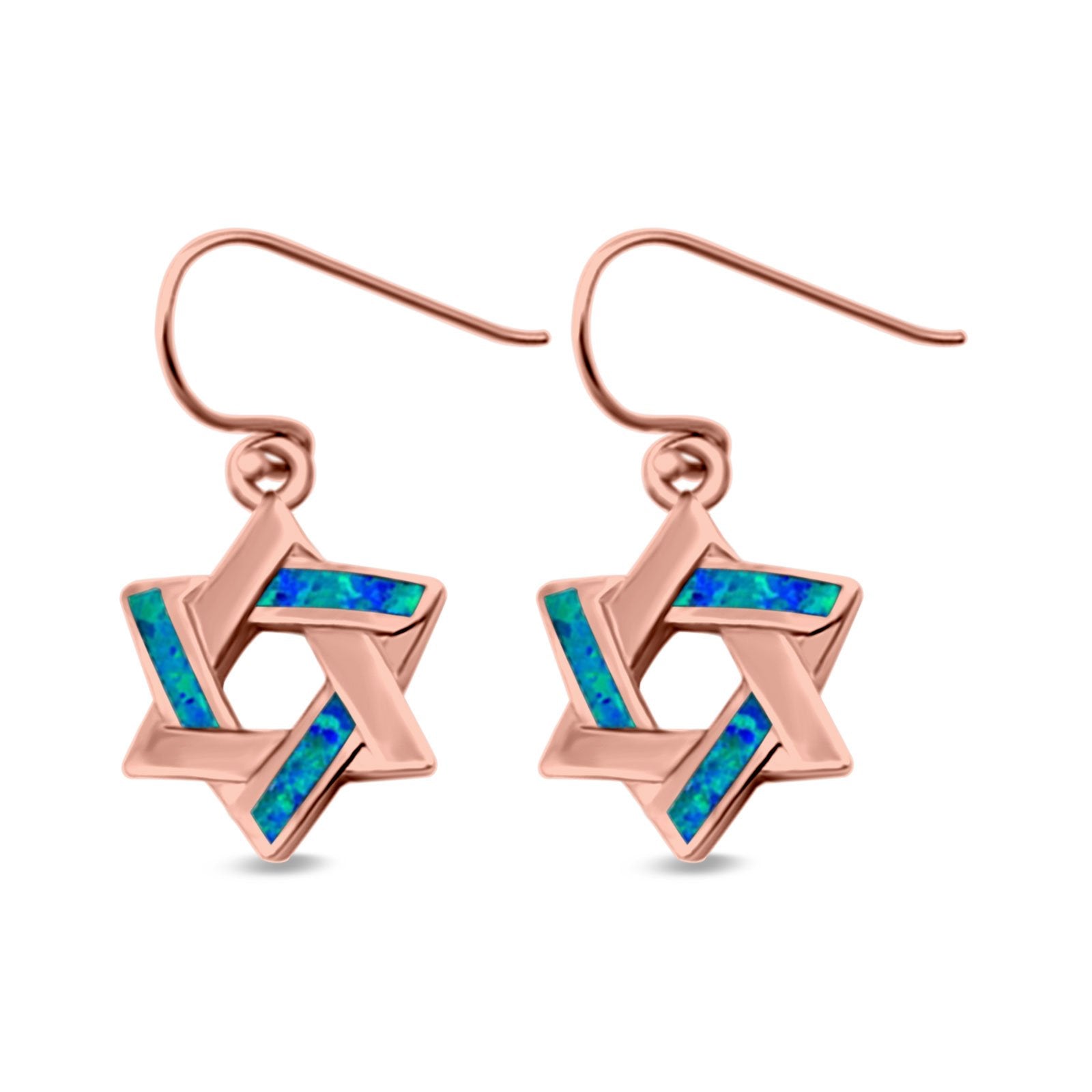 Drop Dangle Jewish Star Earrings Created Opal 925 Sterling Silver (14mm)