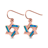 Drop Dangle Jewish Star Earrings Created Opal 925 Sterling Silver (14mm)