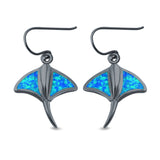 Drop Dangle Stingray Earrings Created Opal 925 Sterling Silver (20mm)