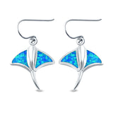 Drop Dangle Stingray Earrings Created Opal 925 Sterling Silver (20mm)