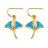 Drop Dangle Stingray Earrings Created Opal 925 Sterling Silver (20mm)