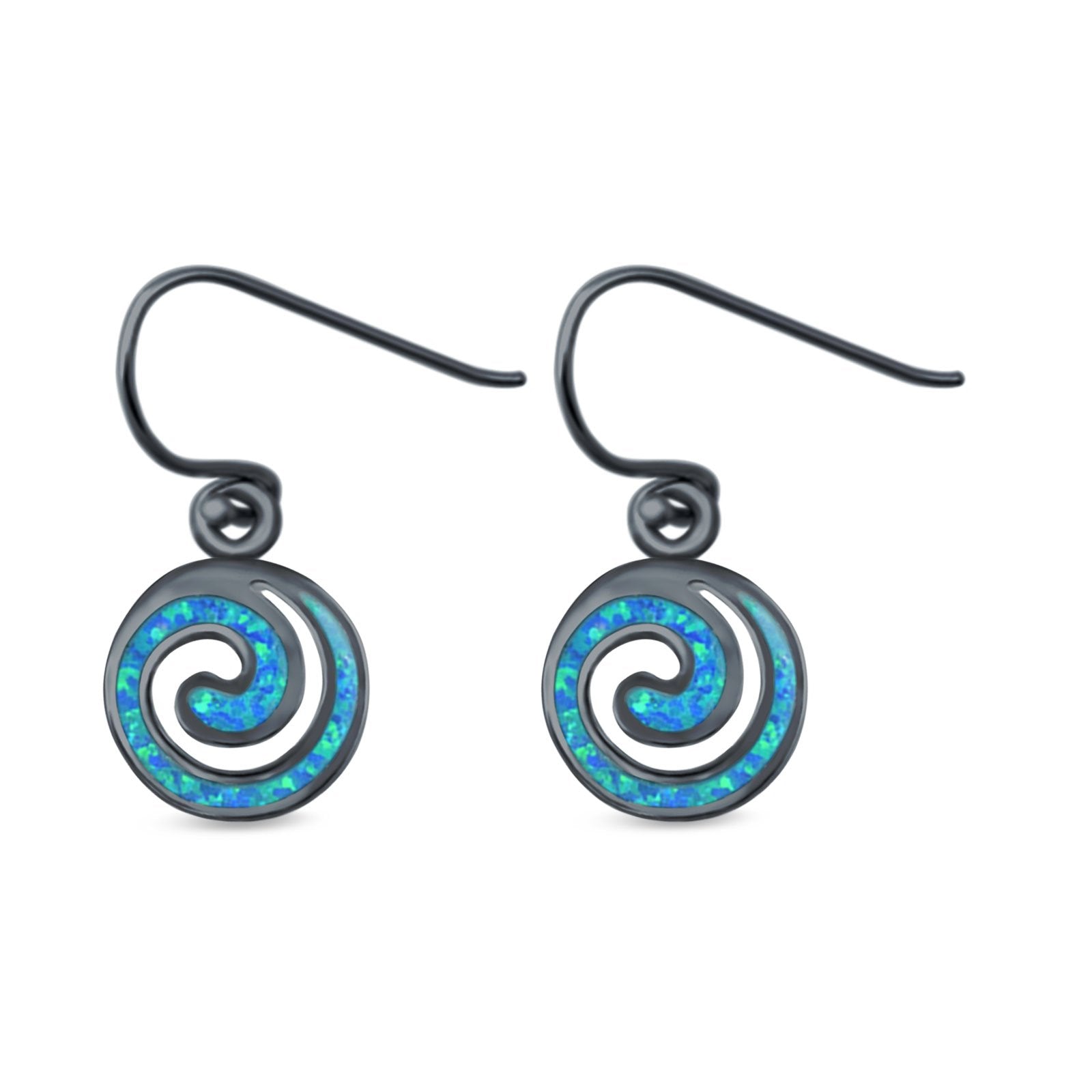 Drop Dangle Swirl Spiral Earrings Created Opal 925 Sterling Silver (21mm)