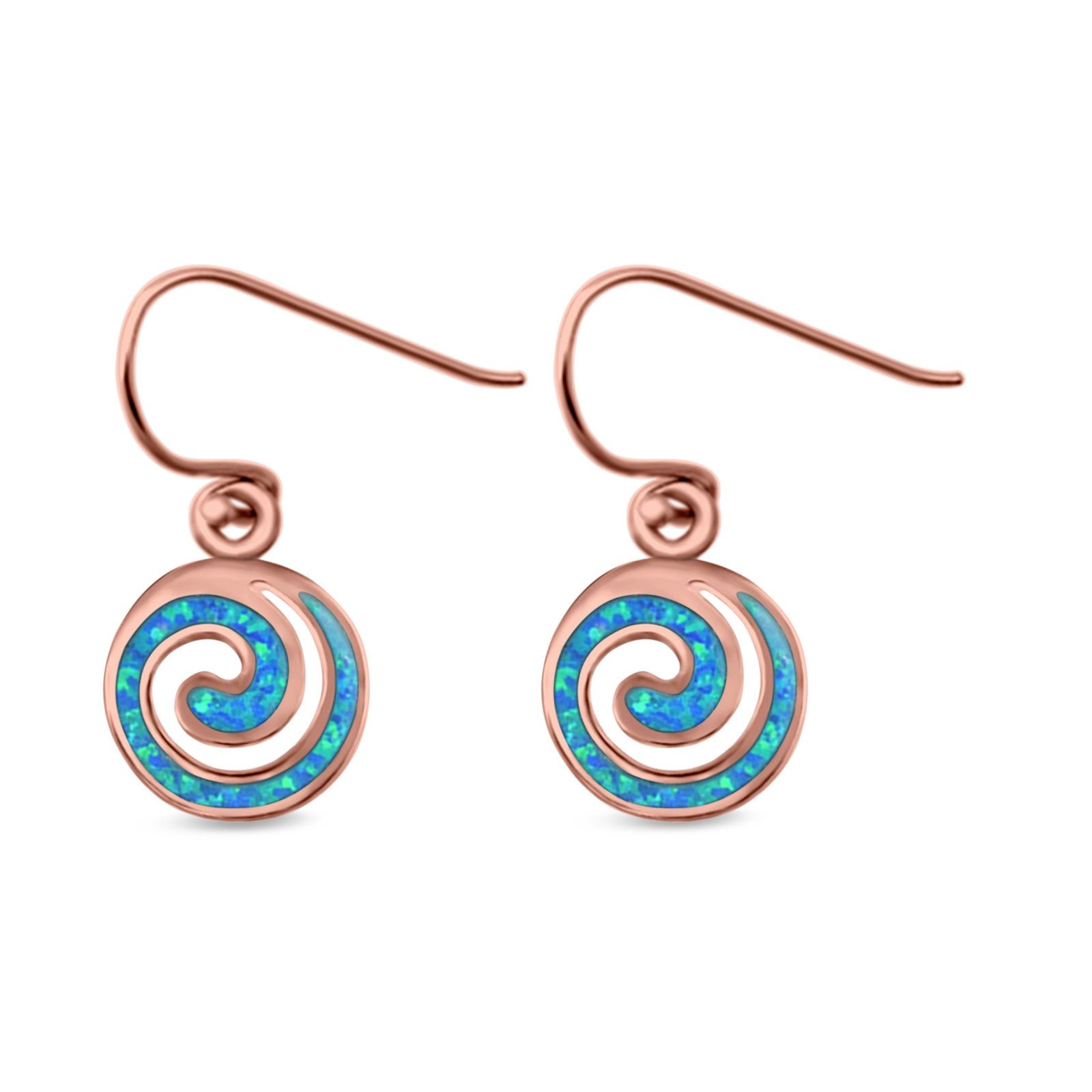 Drop Dangle Swirl Spiral Earrings Created Opal 925 Sterling Silver (21mm)