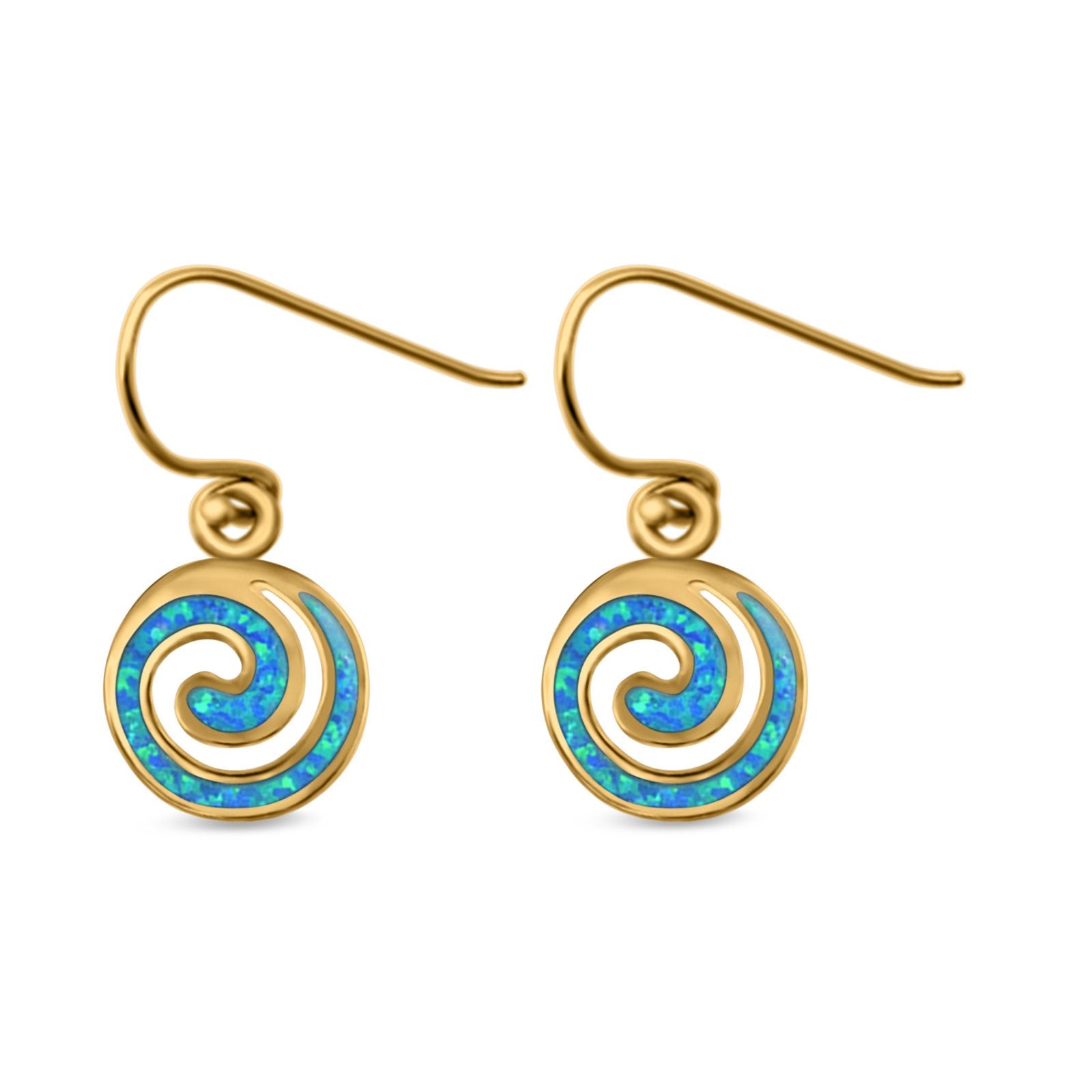 Drop Dangle Swirl Spiral Earrings Created Opal 925 Sterling Silver (21mm)