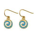Drop Dangle Swirl Spiral Earrings Created Opal 925 Sterling Silver (21mm)