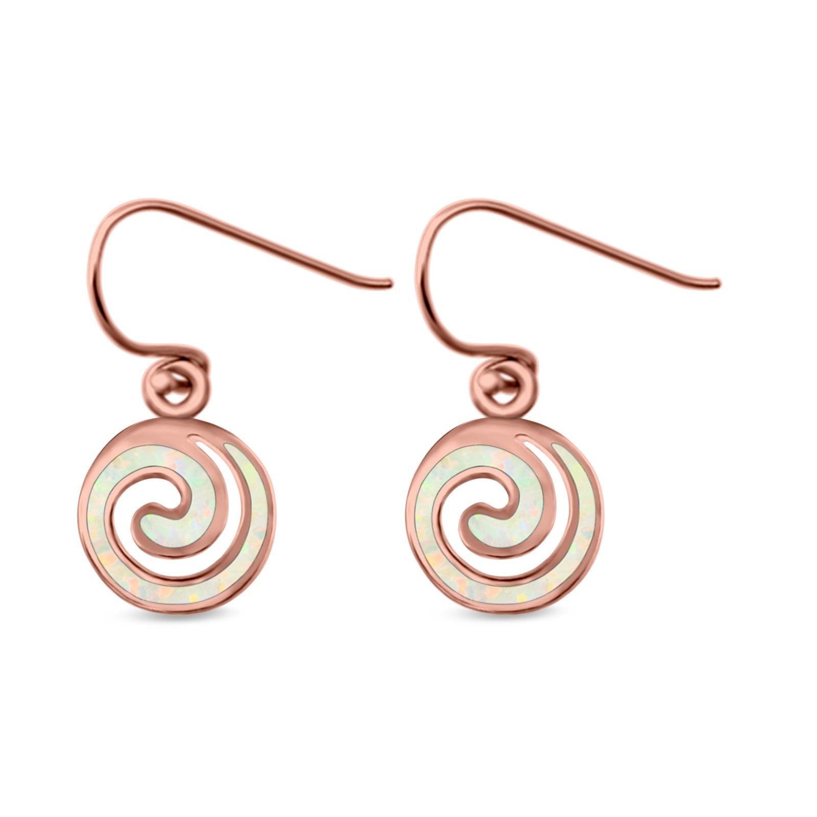 Drop Dangle Swirl Spiral Earrings Created Opal 925 Sterling Silver (21mm)