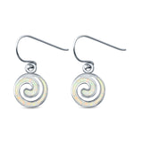 Drop Dangle Swirl Spiral Earrings Created Opal 925 Sterling Silver (21mm)