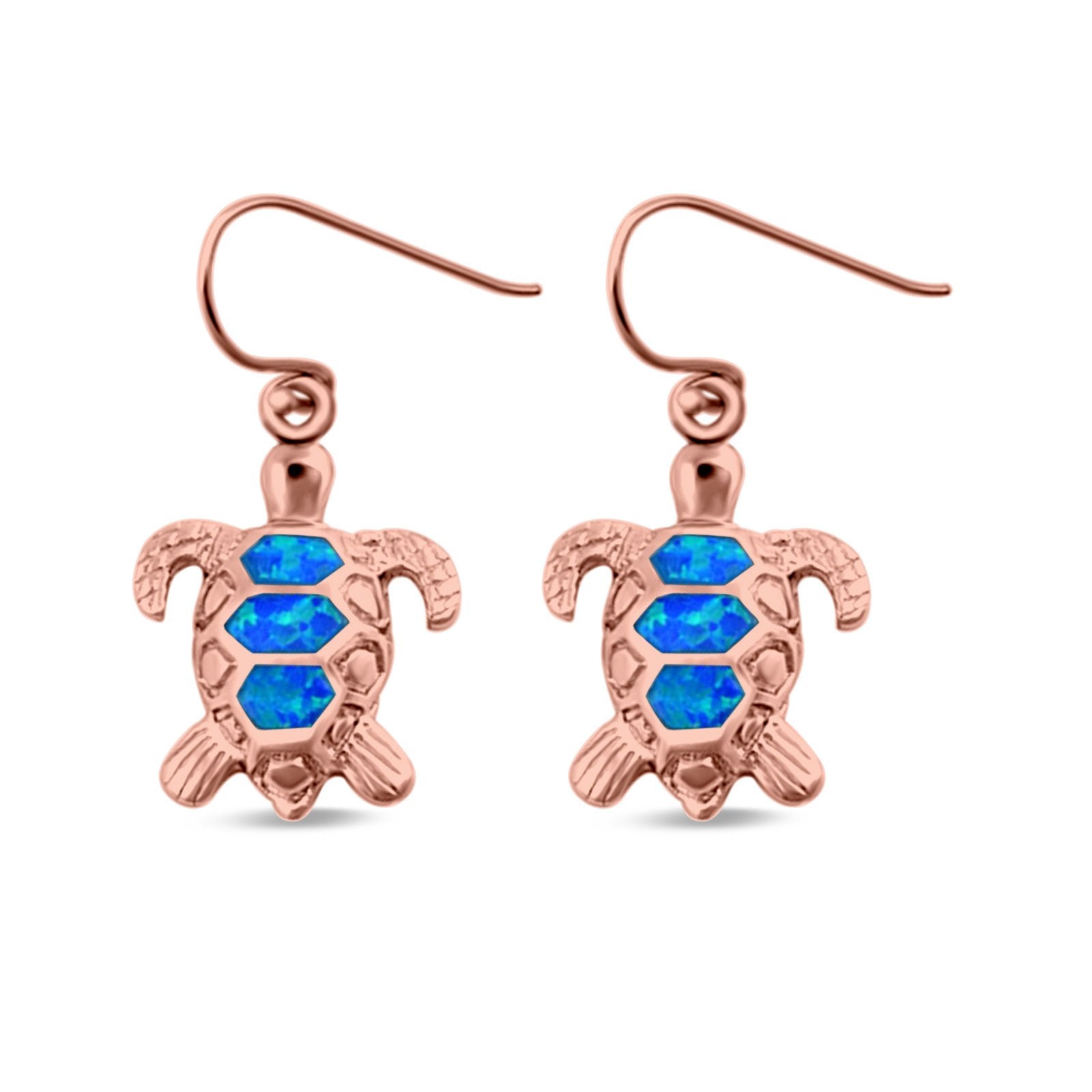 Drop Dangle Turtle Earrings Created Opal 925 Sterling Silver (15mm)