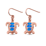 Drop Dangle Turtle Earrings Created Opal 925 Sterling Silver (15mm)